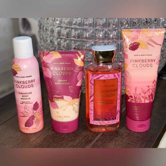 Bath & Body Works Other - Bath & Body Works Pinkberry Clouds  Body Cream Scrub Shower Gel Mousse NEW